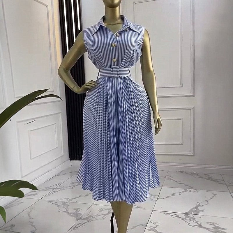 Womens Waist-cinching Elegant Midi Pleated Skirt