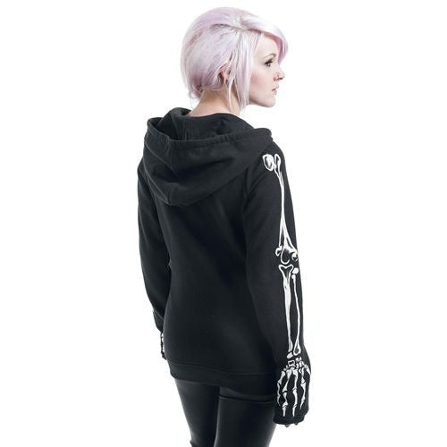 Women's Edgy Skull Print Loose Pullover Hoodie