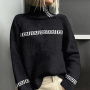 New 3d-printed Loose-fitting High-neck Top for Fallwintercross-border Style Casual Off-shoulder Design for Women