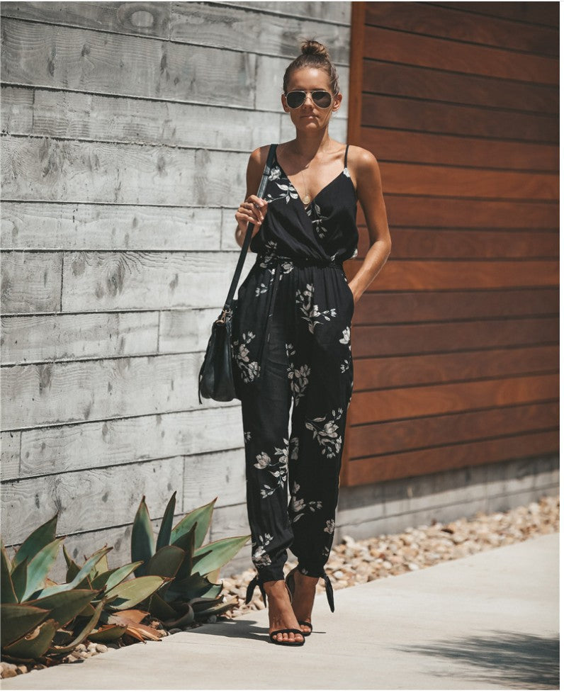 Floral Print Spaghetti Strap Romper & Jumpsuit