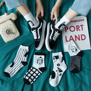 Black White Striped Socks for Women