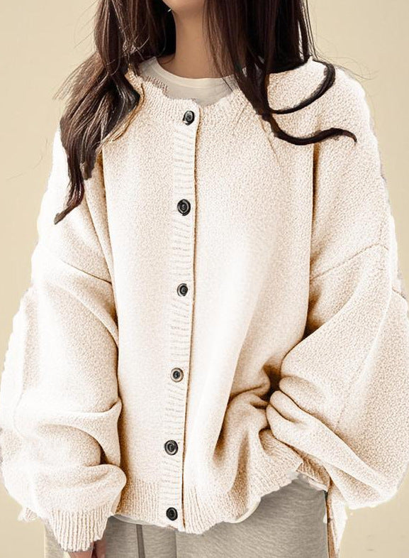 Vintage-button Sweater Cardigan Fashionable and Loose-fitting for Women