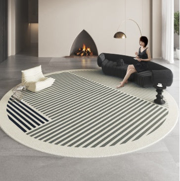 Round Rug Cream-toned Modern Luxe Style Sofa and Coffee Table Throw High-end Chair Mat