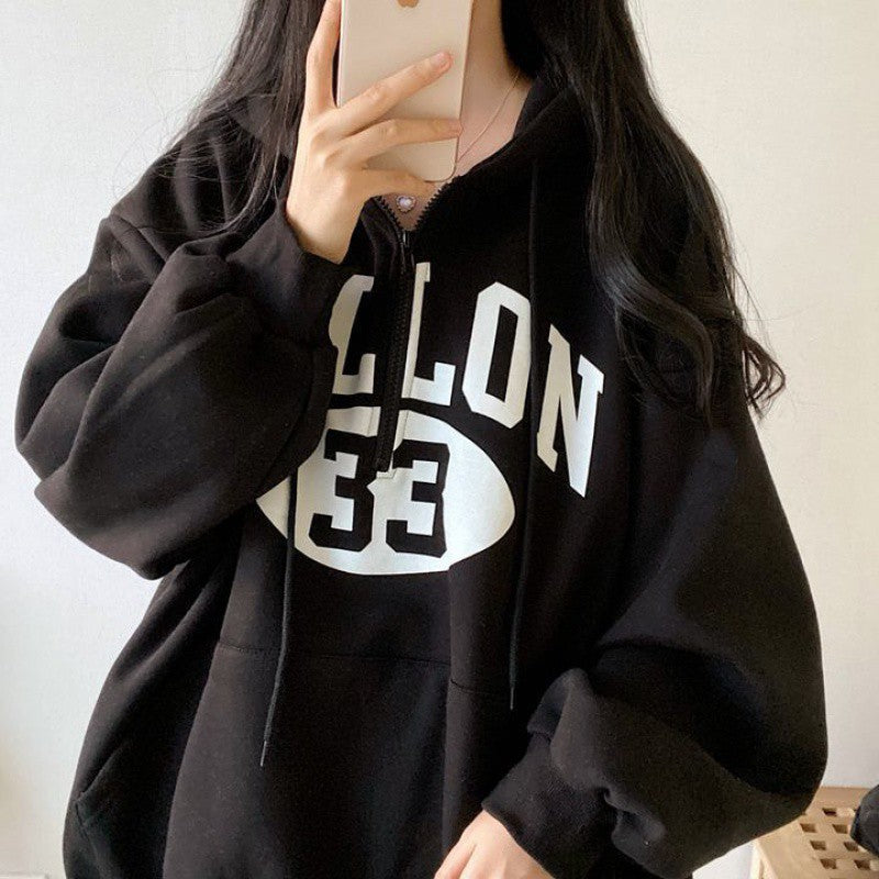 Women's Fleece-Lined Thickened Hooded Sweatshirt