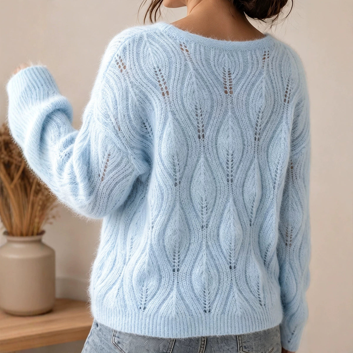 Womens Crew-neck Long-sleeve Knit Sweater New for Fallwinter