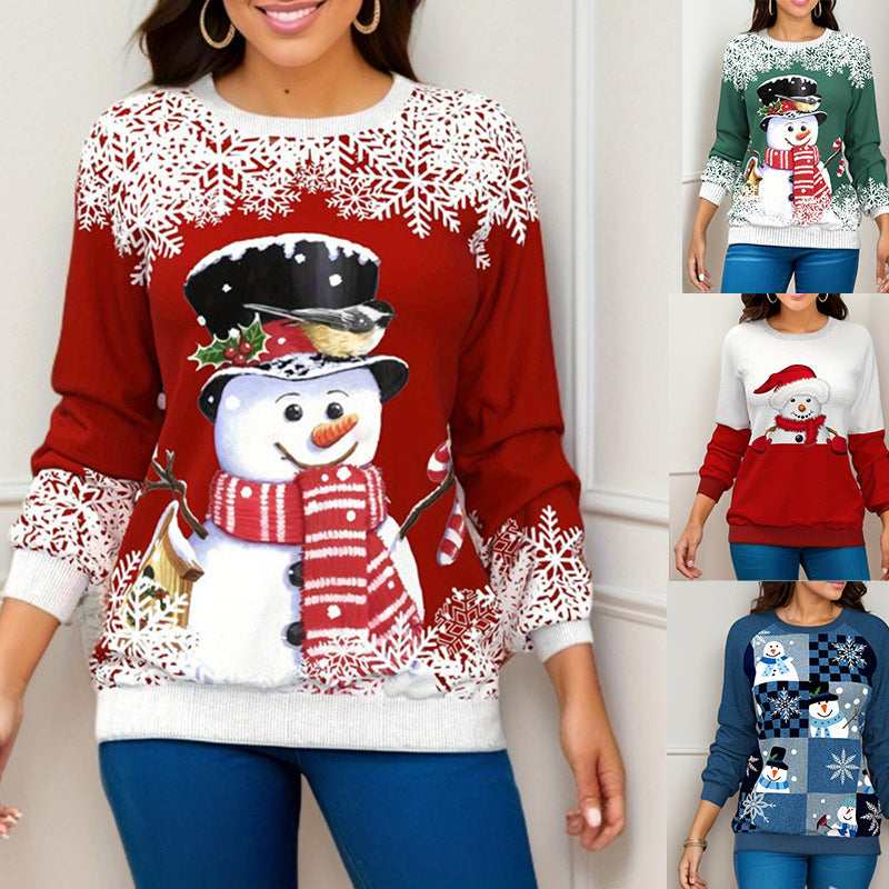 Festive Christmas Printed Raglan Sleeve Sweater