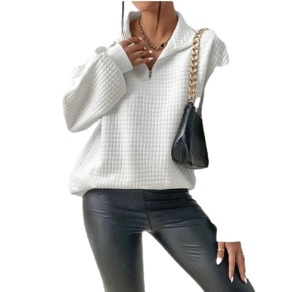 Chic Colorblock Stand Collar Pullover Sweater