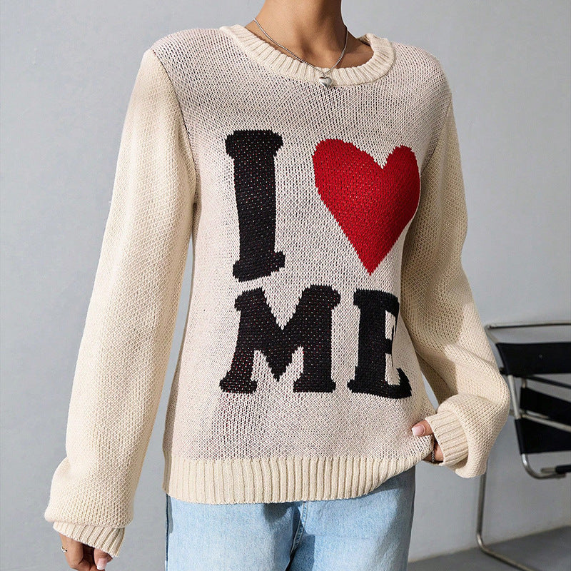 European and American Leisure Love Sweater Loose and Lazy Style