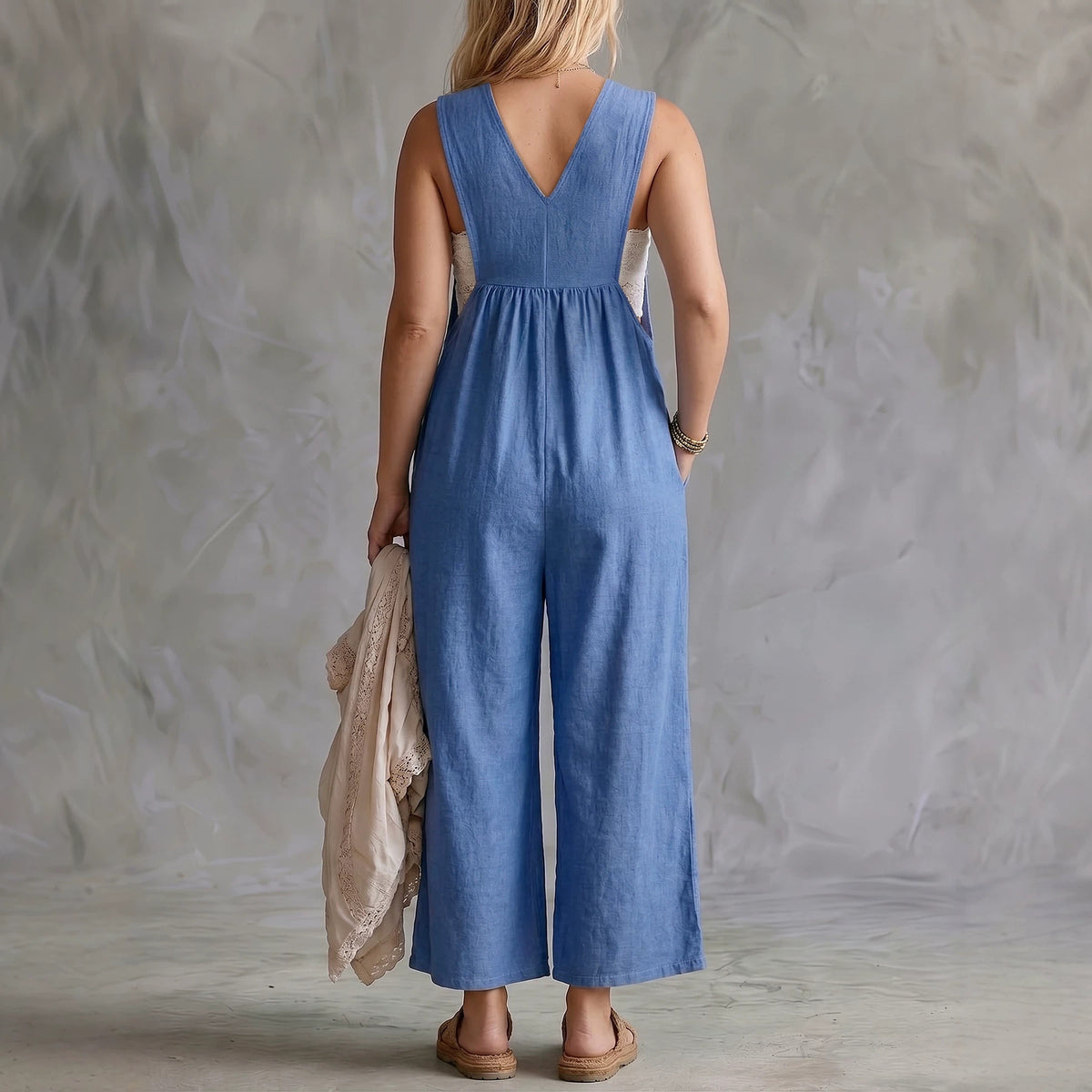 Plus Size Solid Wide-Leg Summer Jumpsuit