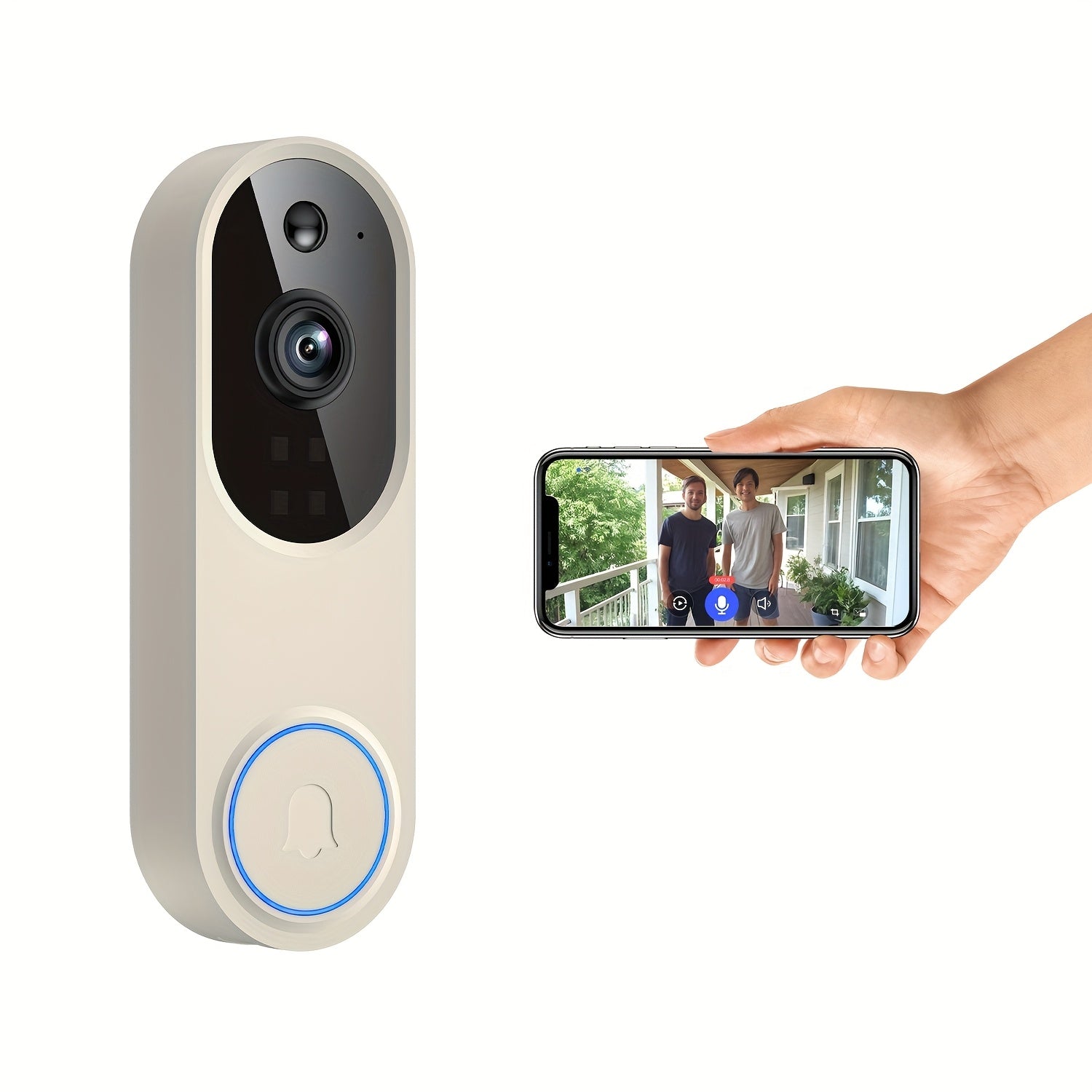 2K Wireless Smart Doorbell Camera with 166° Wide-Angle View and Night Vision