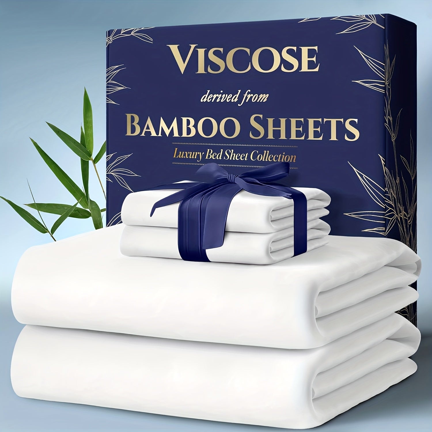 Cooling Bed Sheets King Sets - Luxurious & Ultra-Soft King Size Cooling Sheets for Hot Sleepers - Comfortable & Cool, Bamboo Blend Sheets King Size/Deep Pockets -Home Christmas Decorations
