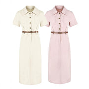 Womens Single-breasted Mid-length Casual Dress
