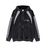 American Flag Striped Patchwork Casual Pullover Hoodie