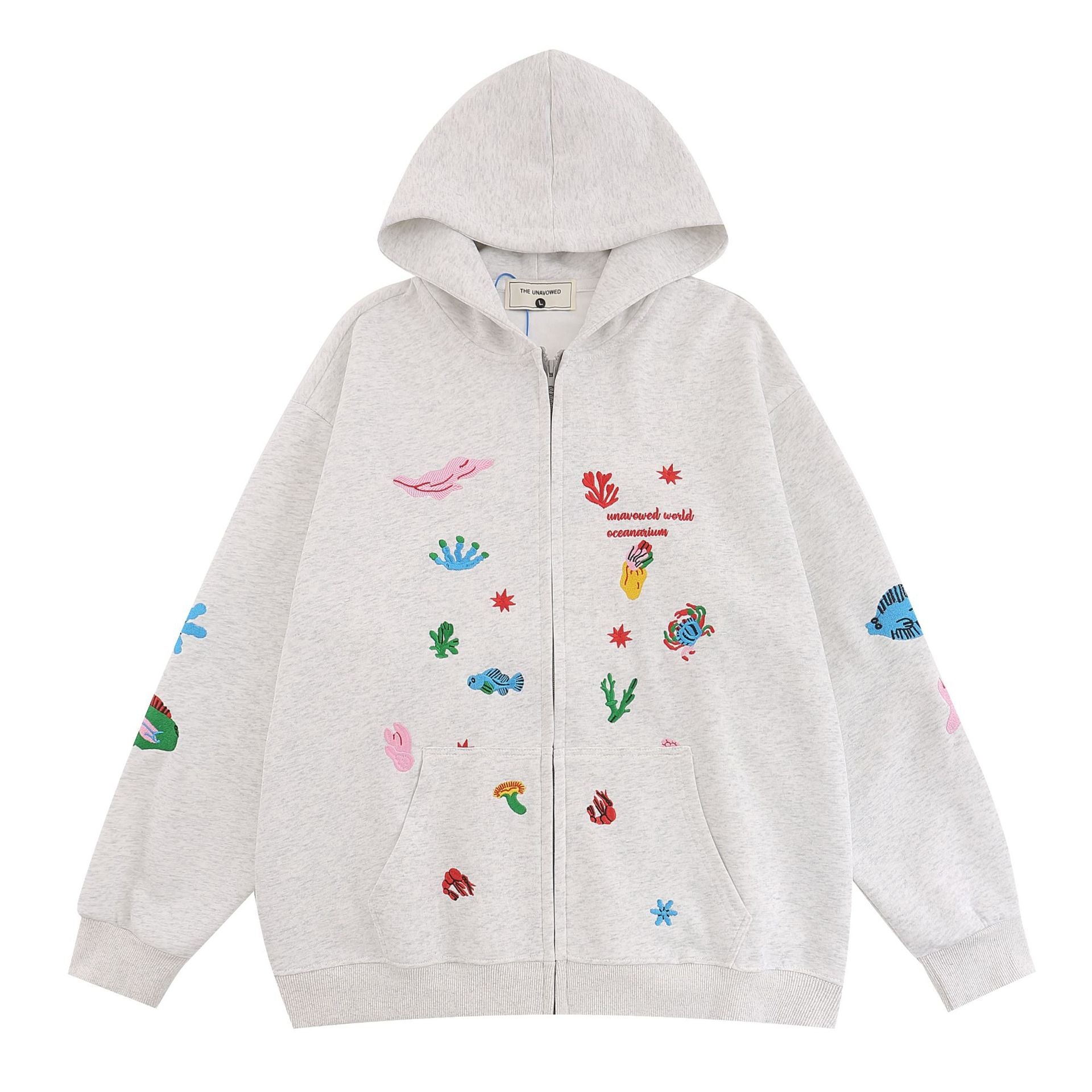 Japanese Style Geometric Hooded Zipper Cardigan