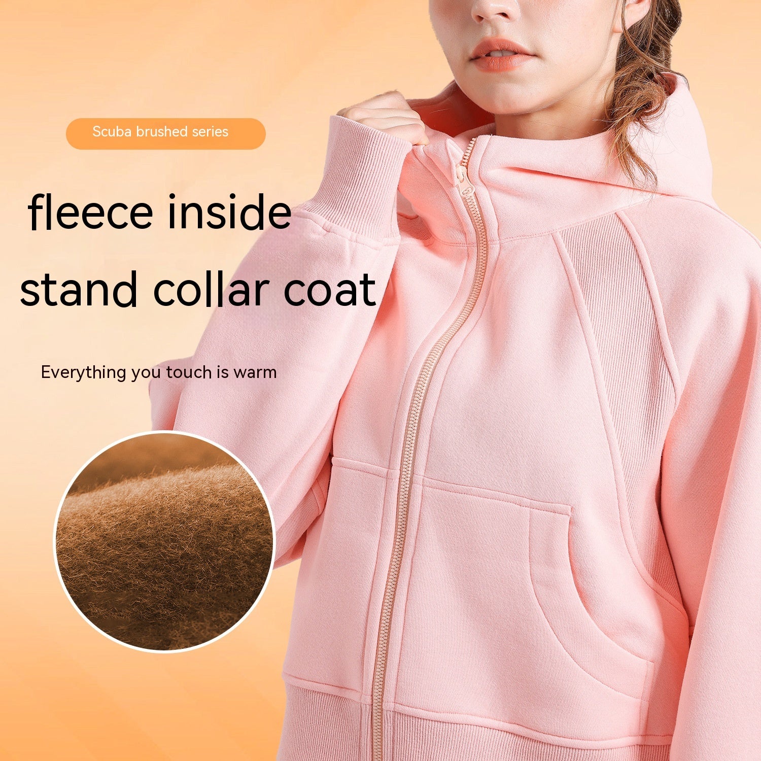 Fleece-Lined Zipper Yoga Hoodie & Casual Sports Top