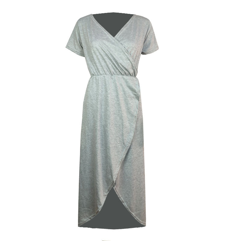Womens Cross-front Short-sleeve V-neck Slim-fit Elegant