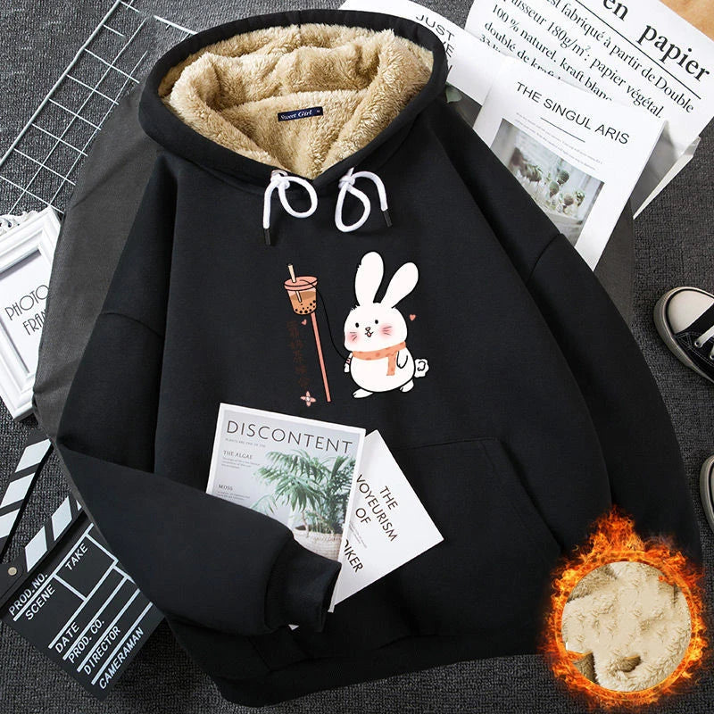 Women's Fleece-Lined Thickened Cashmere Hoodie