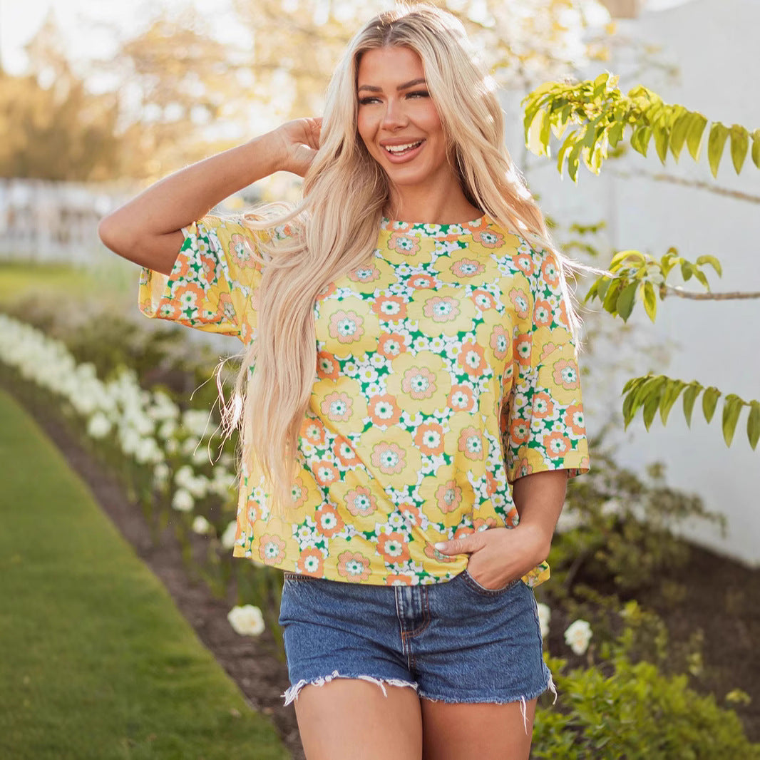 Bright Yellow Loose Fit Short-Sleeve Tee – Breathable Comfort