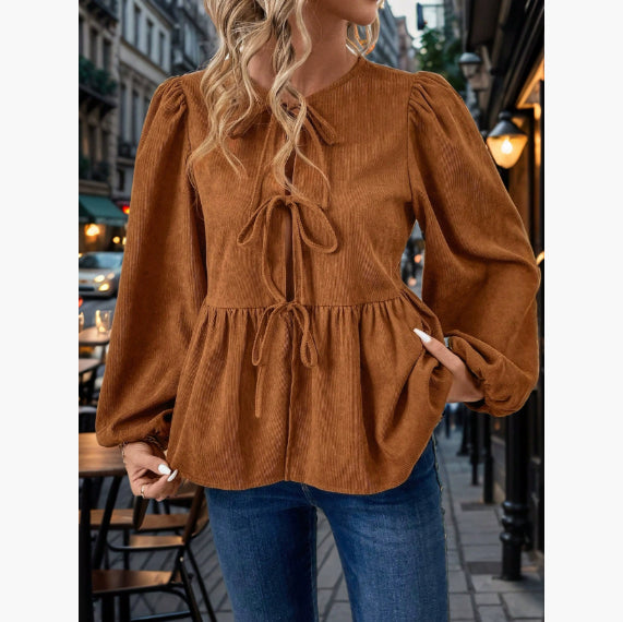 Women's Velvet Sweet Lace-up Shirt