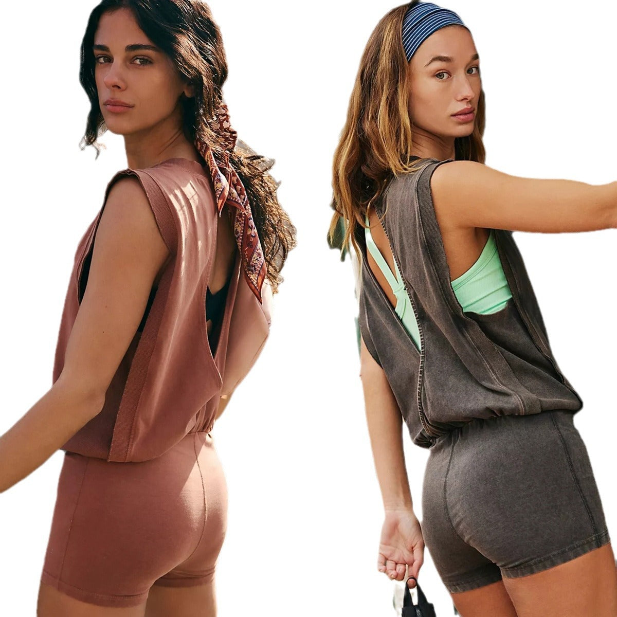 Women's Backless Hollow-Out Sleeveless Jumpsuit Set
