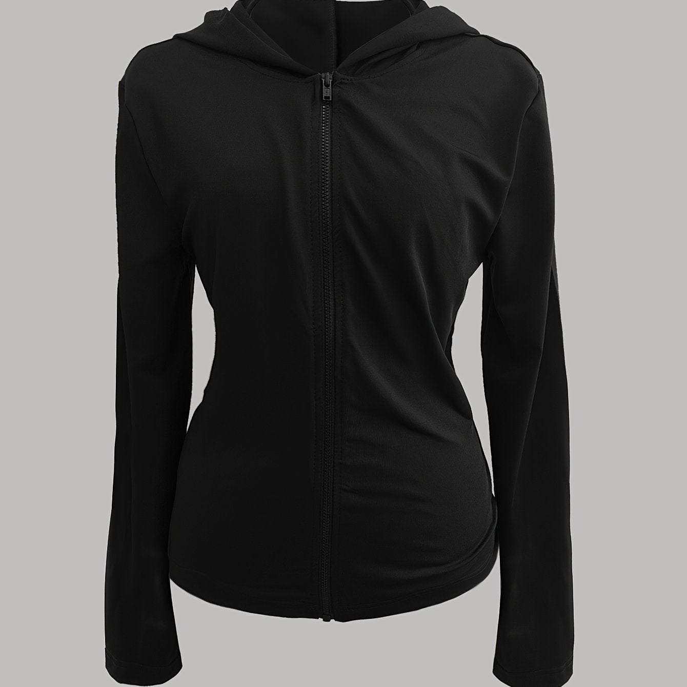 Women's Slim Fit Solid Color Casual Hoodie