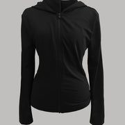 Women's Slim Fit Solid Color Casual Hoodie