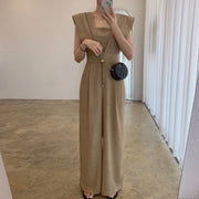 Retro Chiffon Jumpsuit Wide Leg Pants