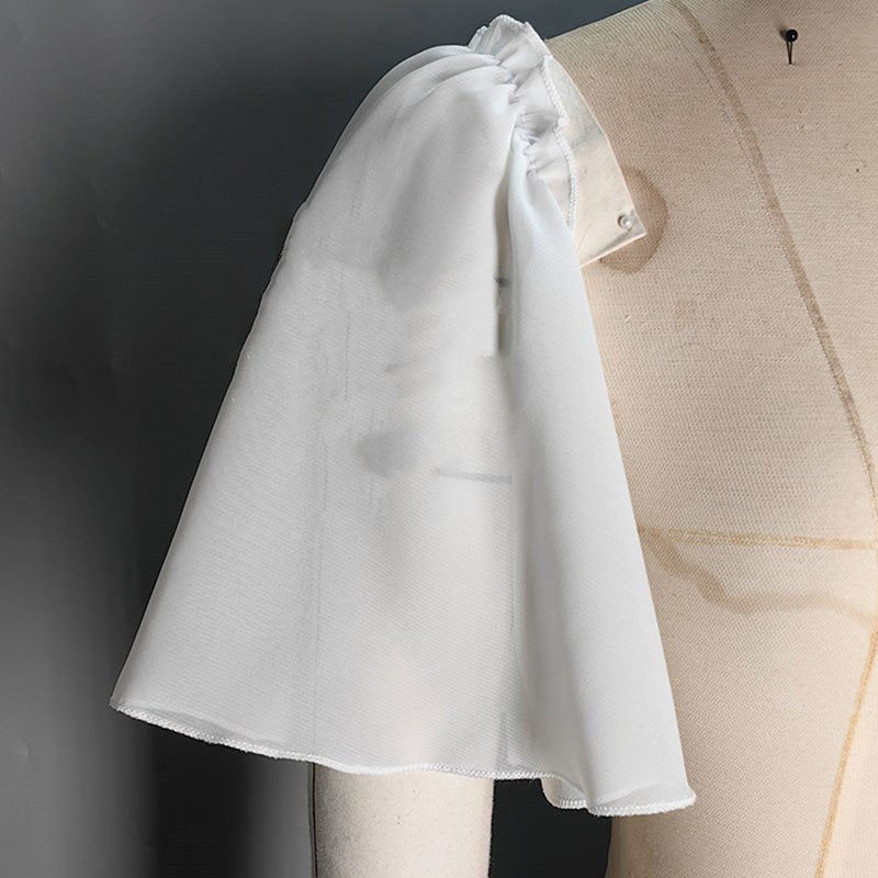 Sun Protection Oversleeve with Ruffles - White