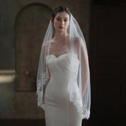 White Wedding Veil Headdress Lace Headpiece for Bride