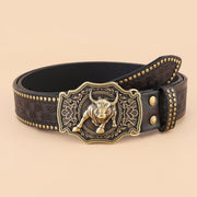 Retro Embossed Buckle Belt for Women