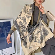 Double-Sided Cashmere Scarf for Women - Tropical Rainforest Pattern
