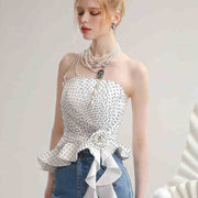 Summer Polka Dot Spaghetti-strap Top for Women