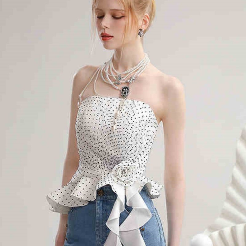 Summer Polka Dot Spaghetti-strap Top for Women
