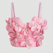 Dopamine Floral Rhinestone Sling Top for Women