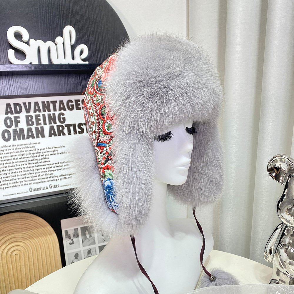 Warm Fox Fur Earmuffs Hat