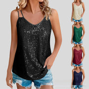 Sequin V-Neck Strap Vest for Women