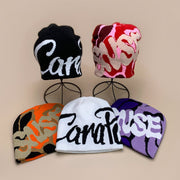 Contrast Color Letter Jacquard Knitted Hat