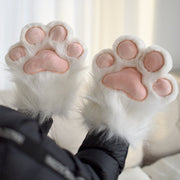 Warm Fleece-lined Cat's Paw Gloves for Women