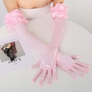 Elegant Satin Wedding Gloves for Women - Stretchy Finger Gloves