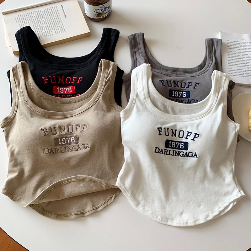 Retro Embroidered Strap Vest for Women
