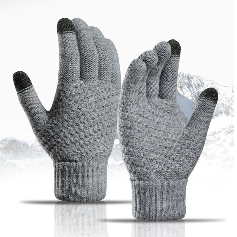 Winter Warm Women's Gloves Cashmere-Like Thickened Reverse Needle Jacquard