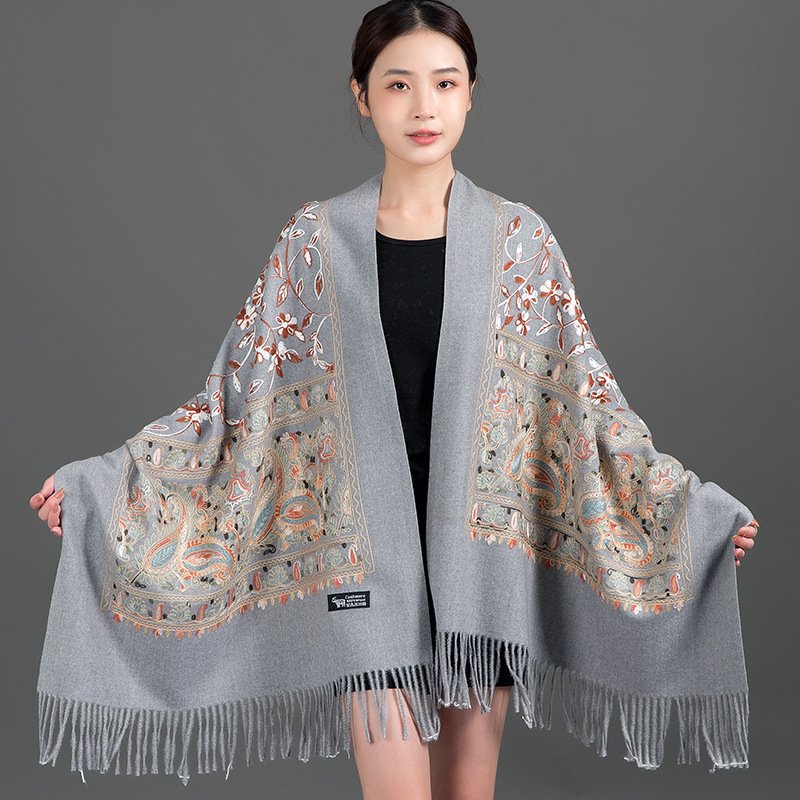 Warm Cashmere Cheongsam Shawl Scarf for Women