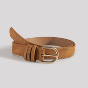 Western Style Suede Belt with Rivet Detail