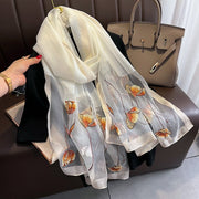 Elegant Chinese Embroidered Silk Scarf - Warm Shawl for Women