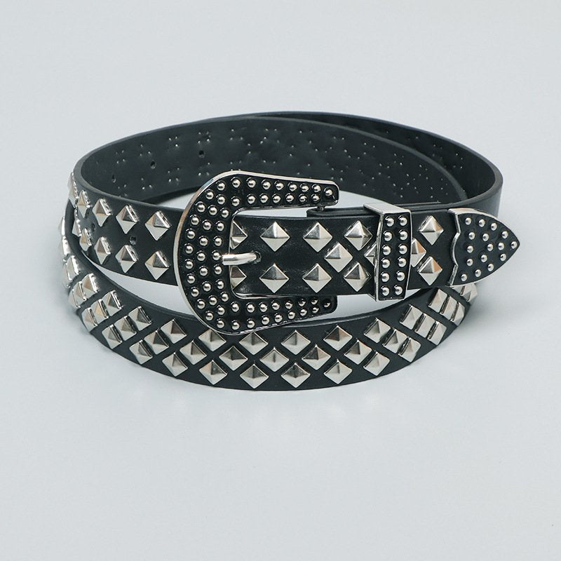 Low Waist Square Bead Rivet Belt for Women