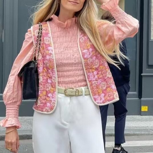 Cozy Autumn Floral Vest for Women