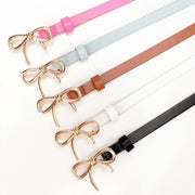 Thin Gold Buckle Bow Belt for Women