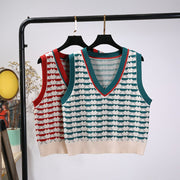 Vibrant Retro Jacquard Knit Vest for Women
