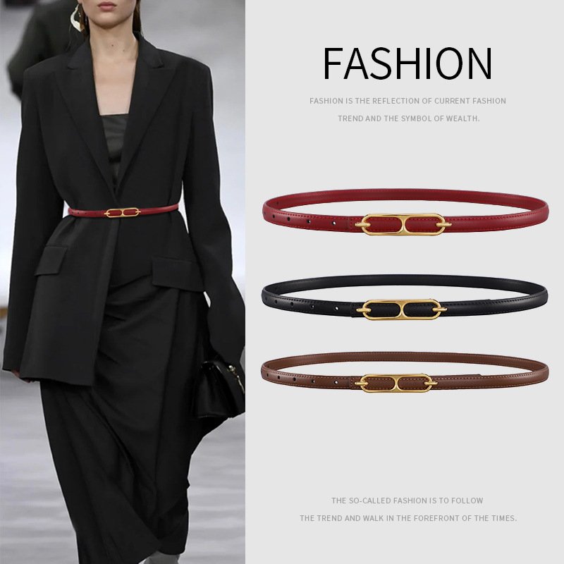 Geometric Belt for Men and Women - Double Ring Buckle