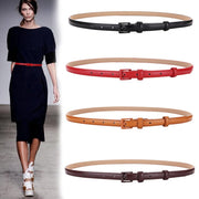 Thin Leather Belt for Skirt Suits and Pants | Adjustable Pin Buckle